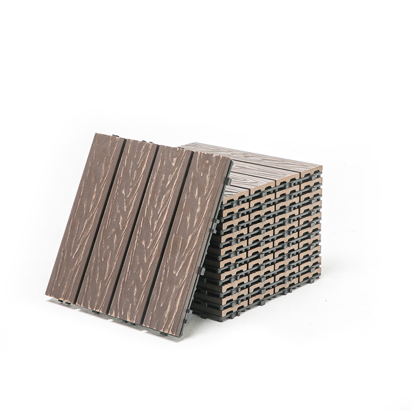 Wood Grain WPC Interlocking Deck Kakel för trädgårdsbalkonger