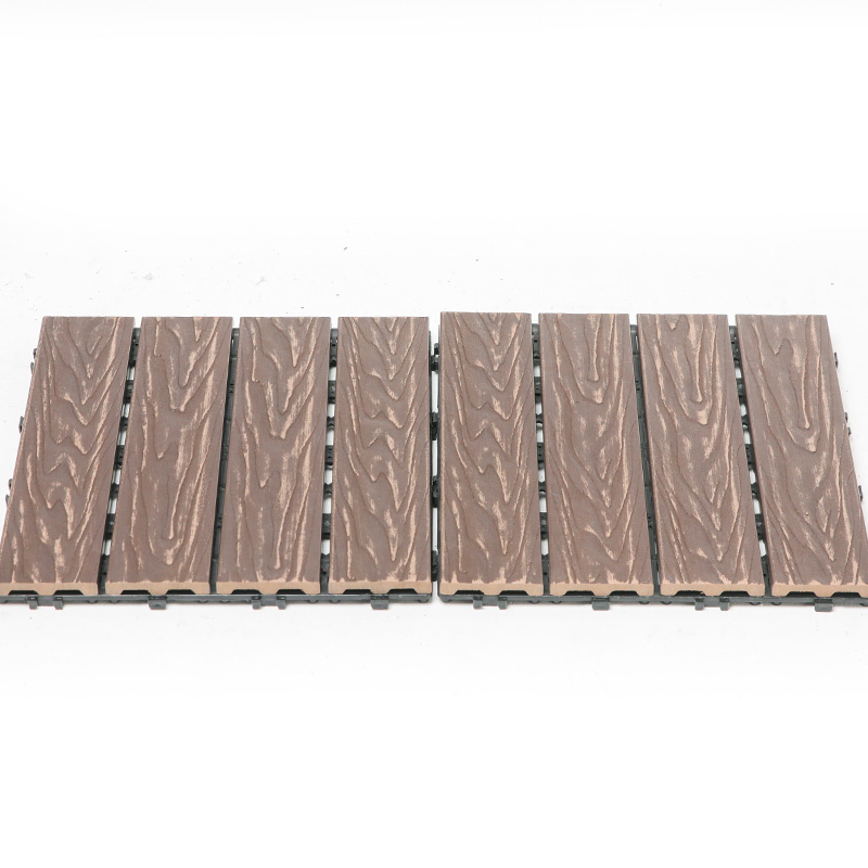 Wood Grain WPC Interlocking Deck Kakel för trädgårdsbalkonger
